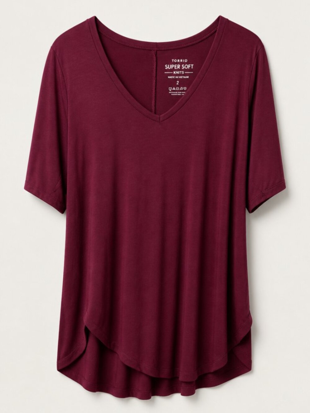 Torrid Super Soft V-Neck Tunic Top - Wine - 2